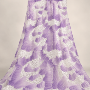 3D Ruffle Floral Net Fabric – Lavender & White Sequin Embellished