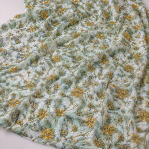 Printed Fabric – Sage Green Marble Print Gold Sunburst Bead & Sequin Embellished