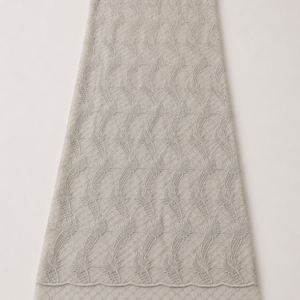 Lace Fabric – Silver Grey Tonal All-Over Feather Plume & Diamond Lattice Cord Lace with Scallop Border